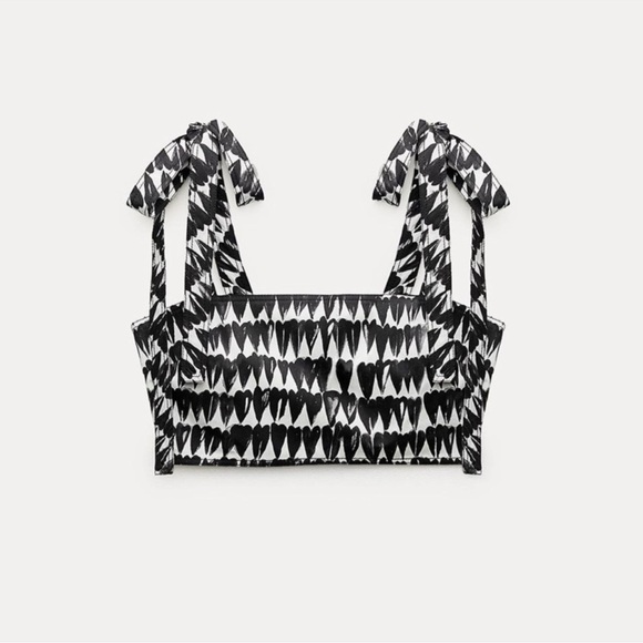 ZARA PRINTED HEART CROP TOP - Picture 13 of 14